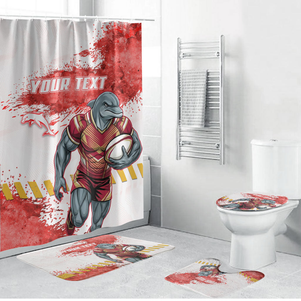 Personalised Dolphins Rugby Bathroom Set Dolphin Mascot - Sporty Splash Art Style