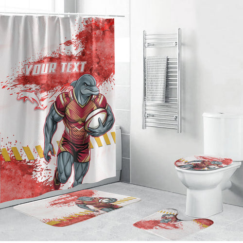 Personalised Dolphins Rugby Bathroom Set Dolphin Mascot - Sporty Splash Art Style