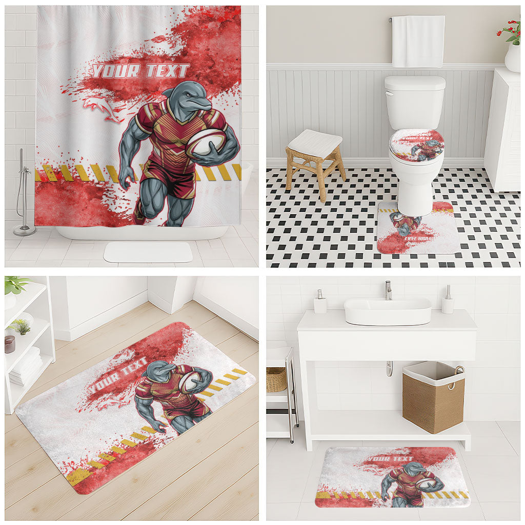 Personalised Dolphins Rugby Bathroom Set Dolphin Mascot - Sporty Splash Art Style