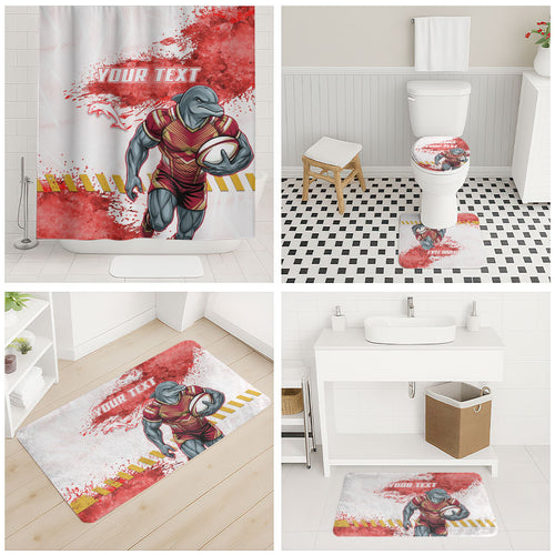 Personalised Dolphins Rugby Bathroom Set Dolphin Mascot - Sporty Splash Art Style