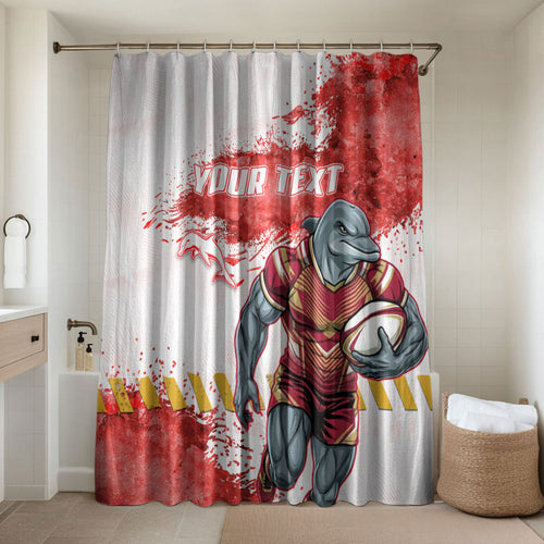Personalised Dolphins Rugby Bathroom Set Dolphin Mascot - Sporty Splash Art Style