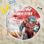 Personalised Dolphins Rugby Beach Blanket Dolphin Mascot - Sporty Splash Art Style
