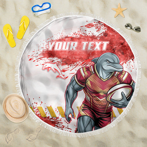 Personalised Dolphins Rugby Beach Blanket Dolphin Mascot - Sporty Splash Art Style