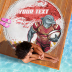Personalised Dolphins Rugby Beach Blanket Dolphin Mascot - Sporty Splash Art Style