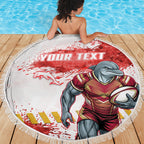 Personalised Dolphins Rugby Beach Blanket Dolphin Mascot - Sporty Splash Art Style