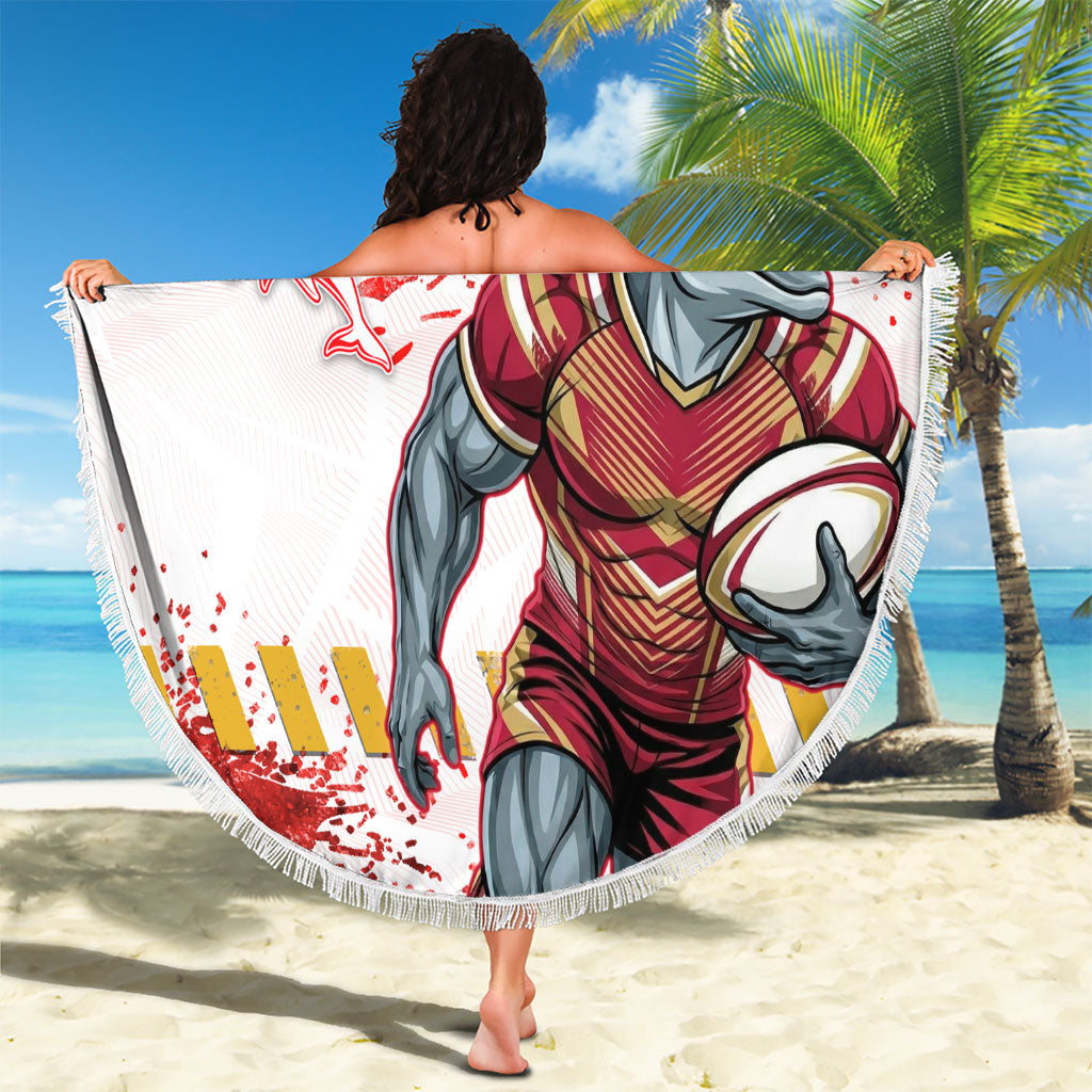 Personalised Dolphins Rugby Beach Blanket Dolphin Mascot - Sporty Splash Art Style