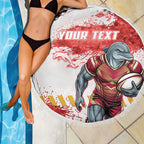 Personalised Dolphins Rugby Beach Blanket Dolphin Mascot - Sporty Splash Art Style