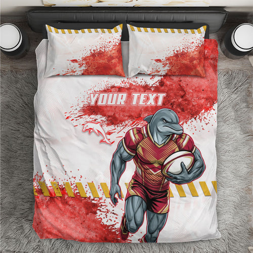 Personalised Dolphins Rugby Bedding Set Dolphin Mascot - Sporty Splash Art Style