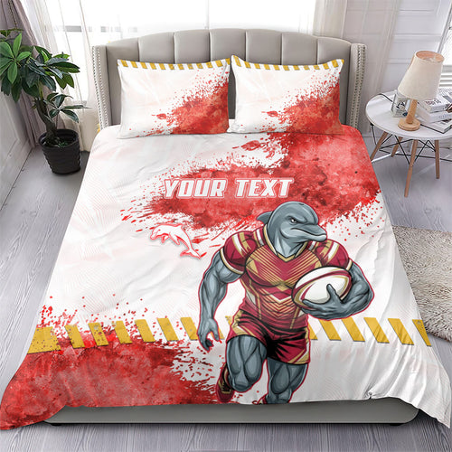 Personalised Dolphins Rugby Bedding Set Dolphin Mascot - Sporty Splash Art Style