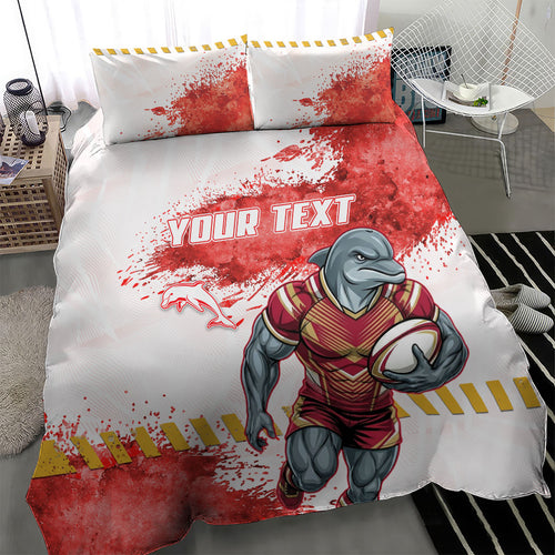 Personalised Dolphins Rugby Bedding Set Dolphin Mascot - Sporty Splash Art Style