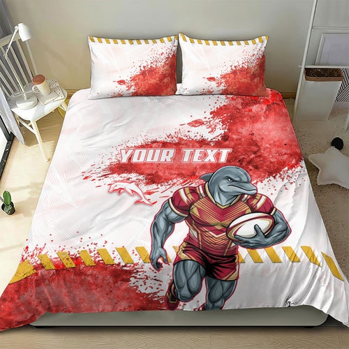 Personalised Dolphins Rugby Bedding Set Dolphin Mascot - Sporty Splash Art Style