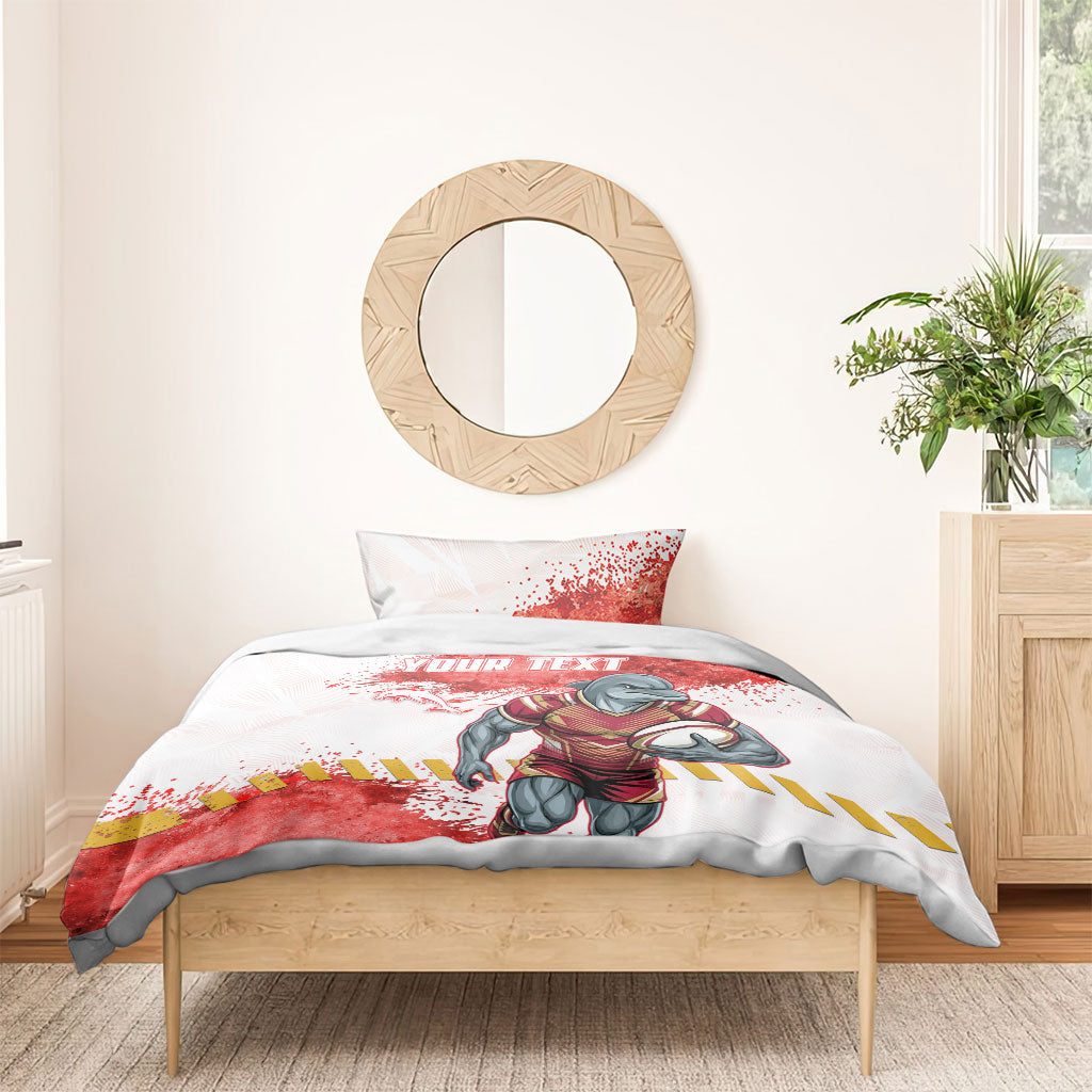 Personalised Dolphins Rugby Bedding Set Dolphin Mascot - Sporty Splash Art Style