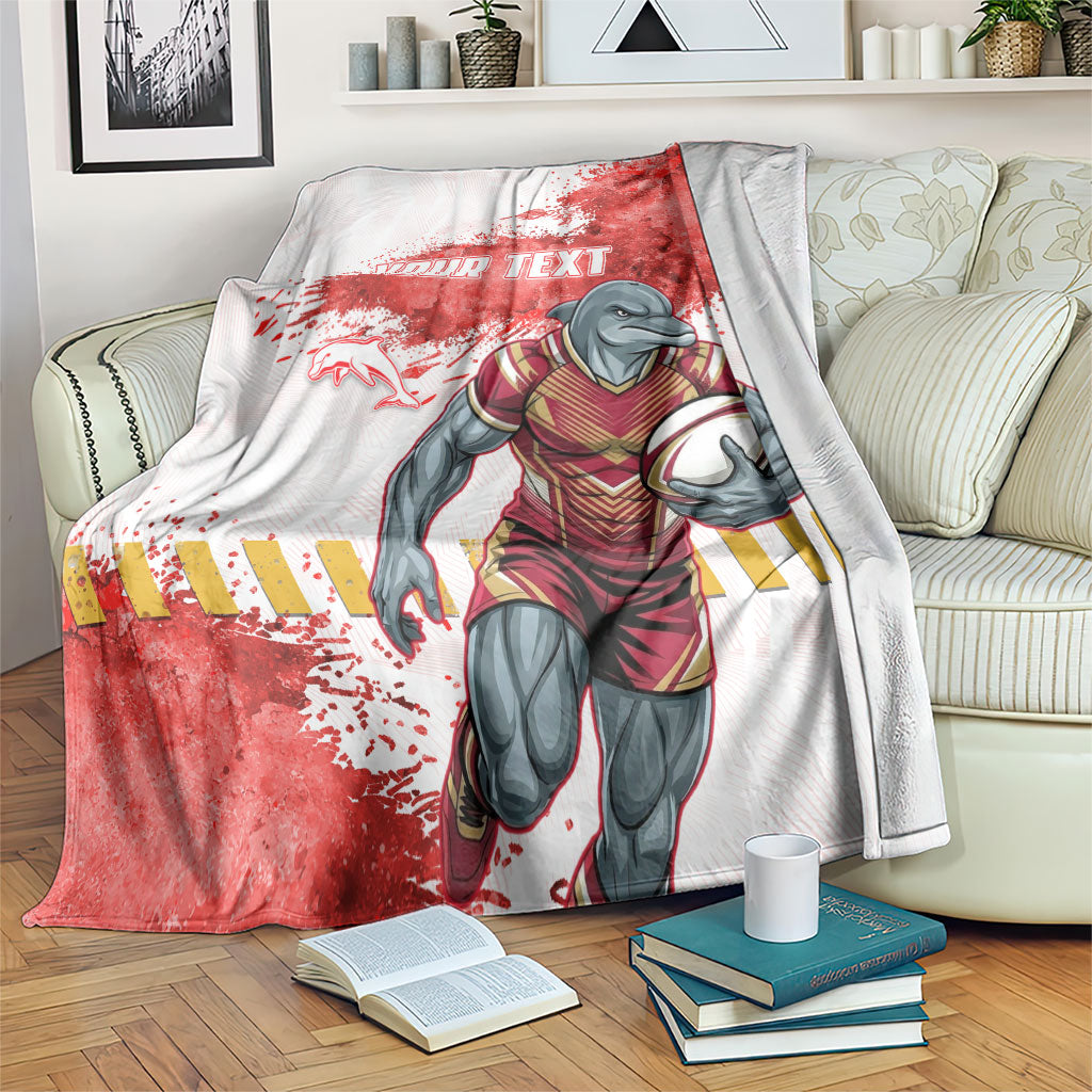Personalised Dolphins Rugby Blanket Dolphin Mascot - Sporty Splash Art Style