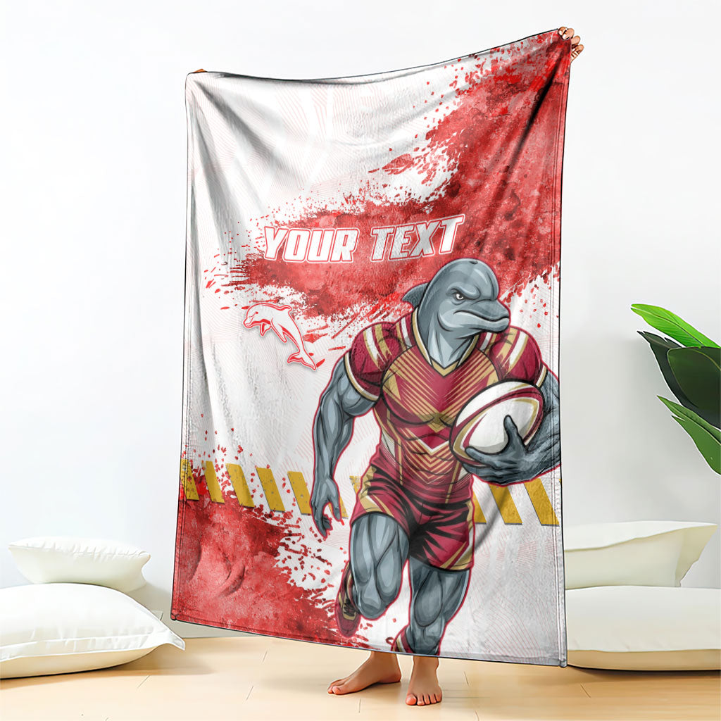 Personalised Dolphins Rugby Blanket Dolphin Mascot - Sporty Splash Art Style