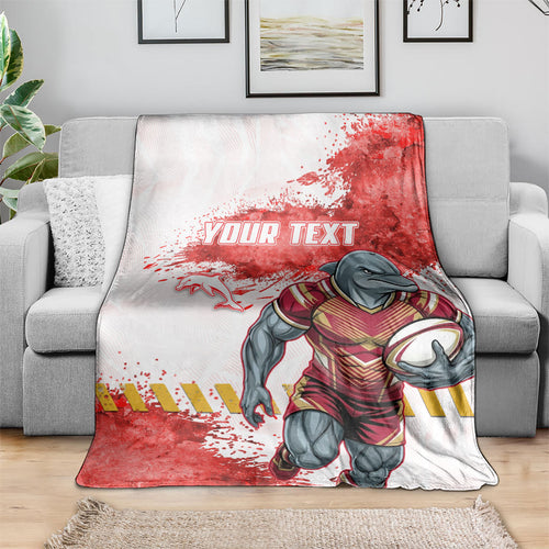 Personalised Dolphins Rugby Blanket Dolphin Mascot - Sporty Splash Art Style