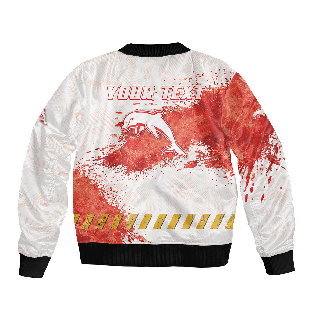 Personalised Dolphins Rugby Bomber Jacket Dolphin Mascot - Sporty Splash Art Style