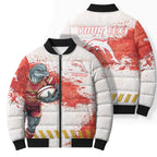 Personalised Dolphins Rugby Bomber Puffer Jacket Dolphin Mascot - Sporty Splash Art Style