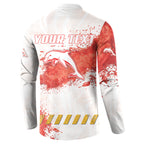 Personalised Dolphins Rugby Button Sweatshirt Dolphin Mascot - Sporty Splash Art Style