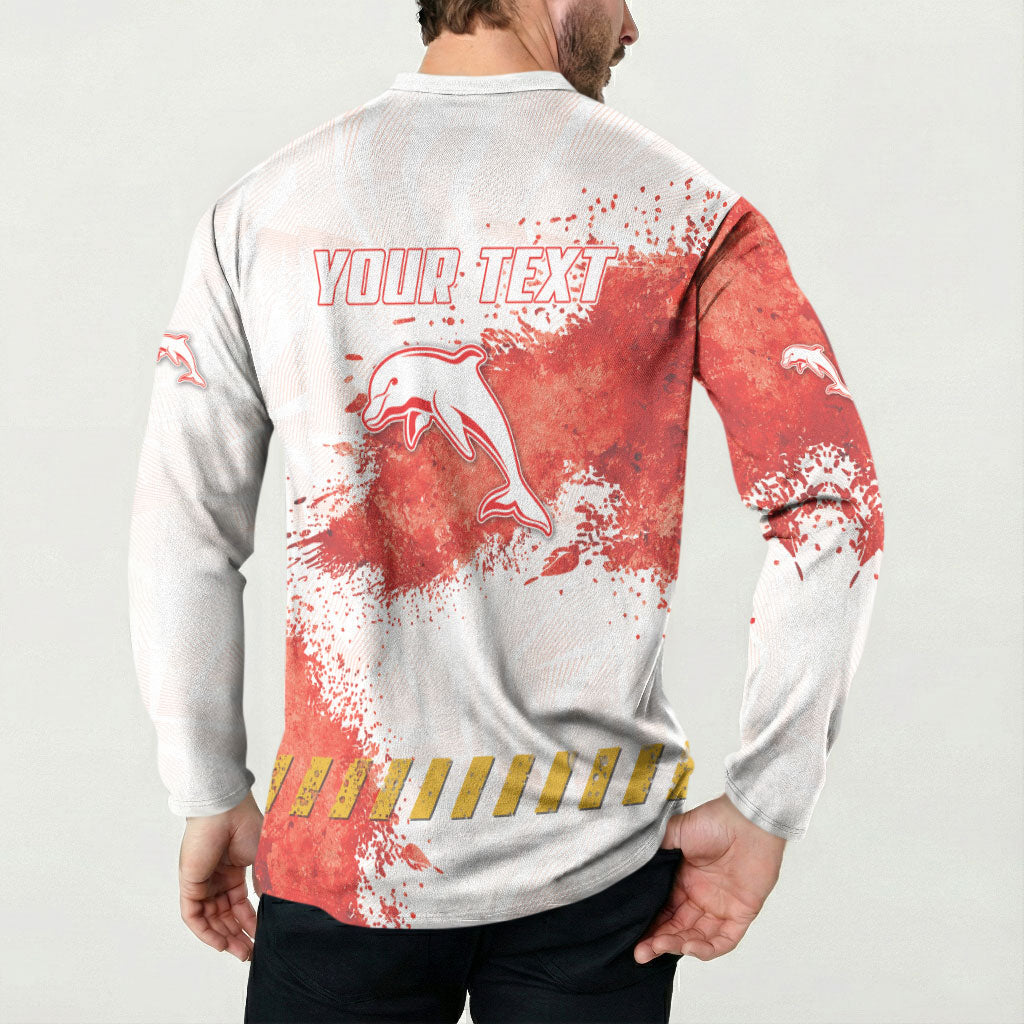 Personalised Dolphins Rugby Button Sweatshirt Dolphin Mascot - Sporty Splash Art Style