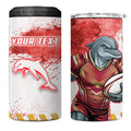 Personalised Dolphins Rugby 4 in 1 Can Cooler Tumbler Dolphin Mascot - Sporty Splash Art Style