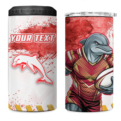 Personalised Dolphins Rugby 4 in 1 Can Cooler Tumbler Dolphin Mascot - Sporty Splash Art Style