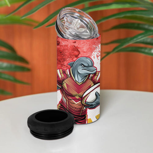Personalised Dolphins Rugby 4 in 1 Can Cooler Tumbler Dolphin Mascot - Sporty Splash Art Style