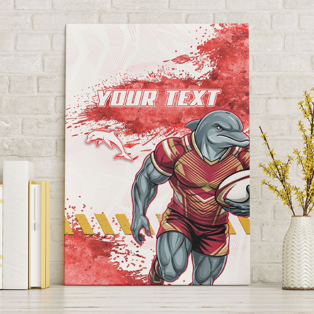 Personalised Dolphins Rugby Canvas Wall Art Dolphin Mascot - Sporty Splash Art Style