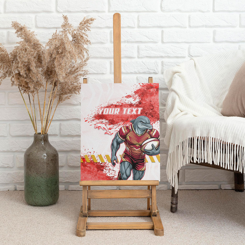 Personalised Dolphins Rugby Canvas Wall Art Dolphin Mascot - Sporty Splash Art Style