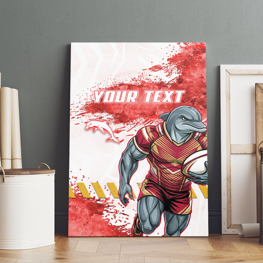 Personalised Dolphins Rugby Canvas Wall Art Dolphin Mascot - Sporty Splash Art Style