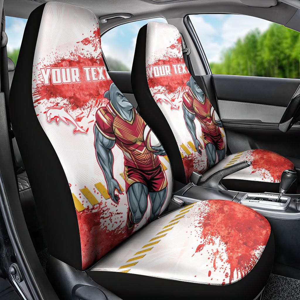 Personalised Dolphins Rugby Car Seat Cover Dolphin Mascot - Sporty Splash Art Style