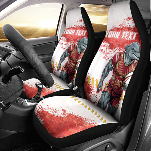 Personalised Dolphins Rugby Car Seat Cover Dolphin Mascot - Sporty Splash Art Style