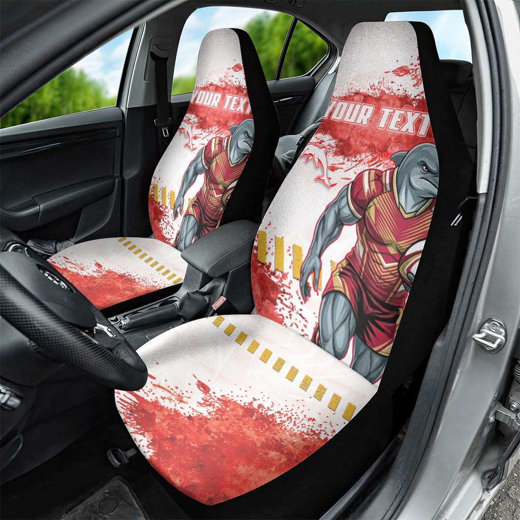 Personalised Dolphins Rugby Car Seat Cover Dolphin Mascot - Sporty Splash Art Style