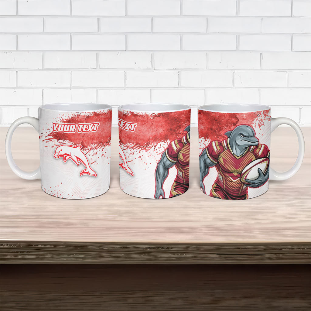 Personalised Dolphins Rugby Ceramic Mug Dolphin Mascot - Sporty Splash Art Style