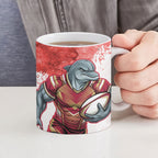 Personalised Dolphins Rugby Ceramic Mug Dolphin Mascot - Sporty Splash Art Style
