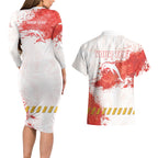 Personalised Dolphins Rugby Couples Matching Long Sleeve Bodycon Dress and Hawaiian Shirt Dolphin Mascot - Sporty Splash Art Style