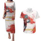 Personalised Dolphins Rugby Couples Matching Puletasi and Hawaiian Shirt Dolphin Mascot - Sporty Splash Art Style