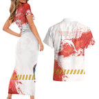 Personalised Dolphins Rugby Couples Matching Short Sleeve Bodycon Dress and Hawaiian Shirt Dolphin Mascot - Sporty Splash Art Style