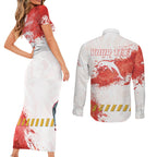 Personalised Dolphins Rugby Couples Matching Short Sleeve Bodycon Dress and Long Sleeve Button Shirt Dolphin Mascot - Sporty Splash Art Style
