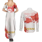Personalised Dolphins Rugby Couples Matching Summer Maxi Dress and Long Sleeve Button Shirt Dolphin Mascot - Sporty Splash Art Style