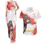 Personalised Dolphins Rugby Couples Matching Tank Maxi Dress and Hawaiian Shirt Dolphin Mascot - Sporty Splash Art Style