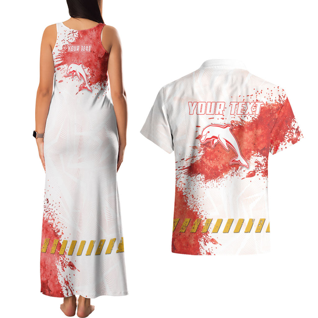 Personalised Dolphins Rugby Couples Matching Tank Maxi Dress and Hawaiian Shirt Dolphin Mascot - Sporty Splash Art Style