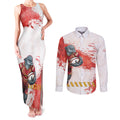 Personalised Dolphins Rugby Couples Matching Tank Maxi Dress and Long Sleeve Button Shirt Dolphin Mascot - Sporty Splash Art Style