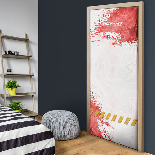 Personalised Dolphins Rugby Door Cover Dolphin Mascot - Sporty Splash Art Style