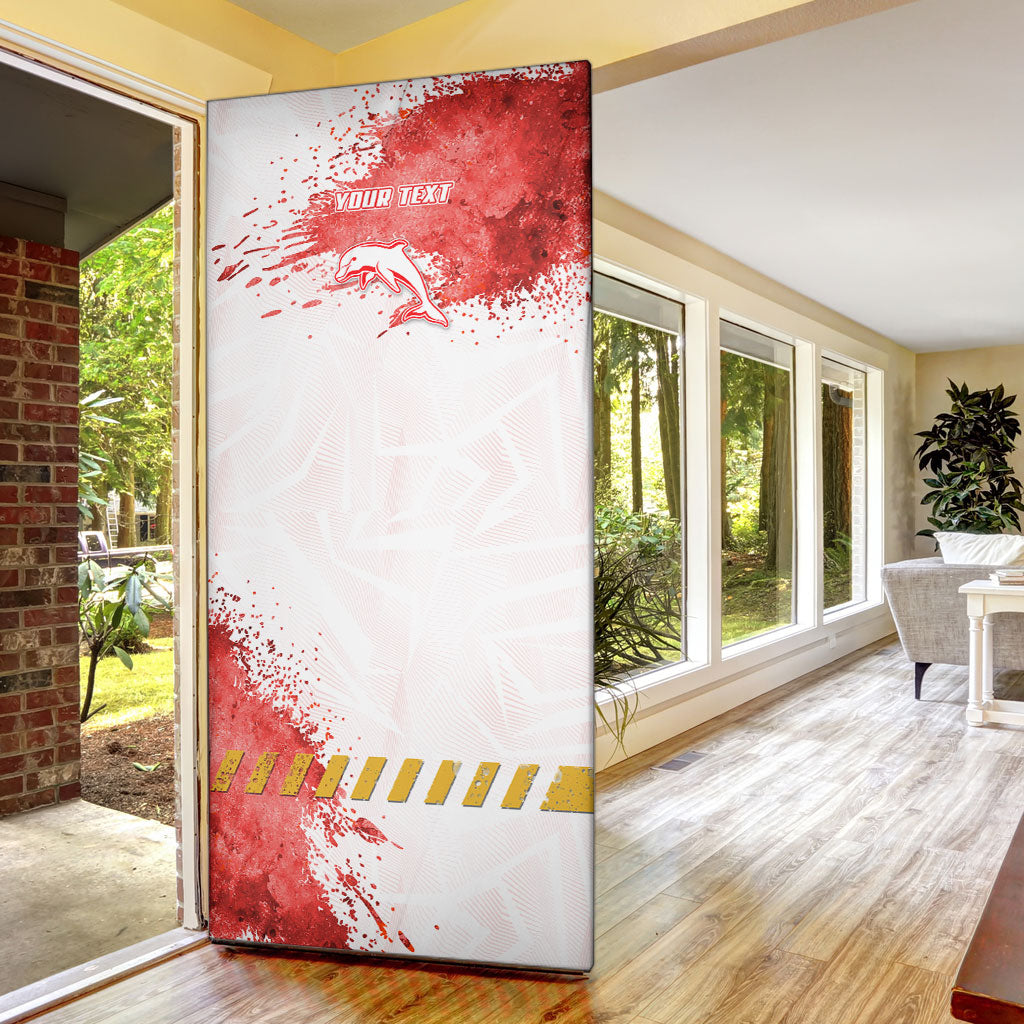 Personalised Dolphins Rugby Door Cover Dolphin Mascot - Sporty Splash Art Style