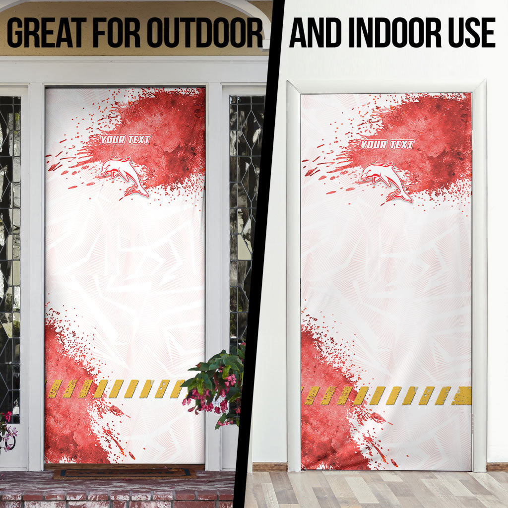 Personalised Dolphins Rugby Door Cover Dolphin Mascot - Sporty Splash Art Style