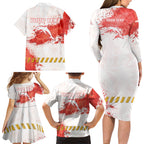 Personalised Dolphins Rugby Family Matching Long Sleeve Bodycon Dress and Hawaiian Shirt Dolphin Mascot - Sporty Splash Art Style