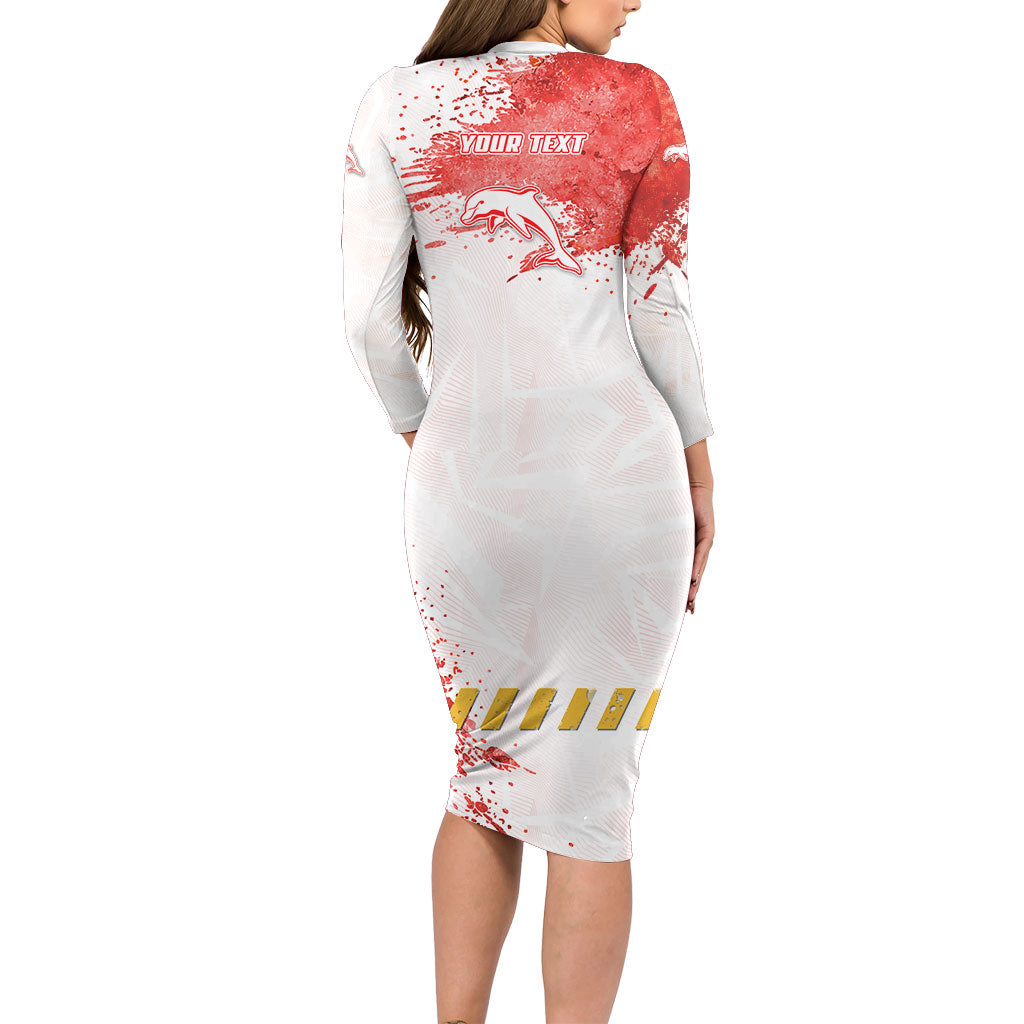 Personalised Dolphins Rugby Family Matching Long Sleeve Bodycon Dress and Hawaiian Shirt Dolphin Mascot - Sporty Splash Art Style