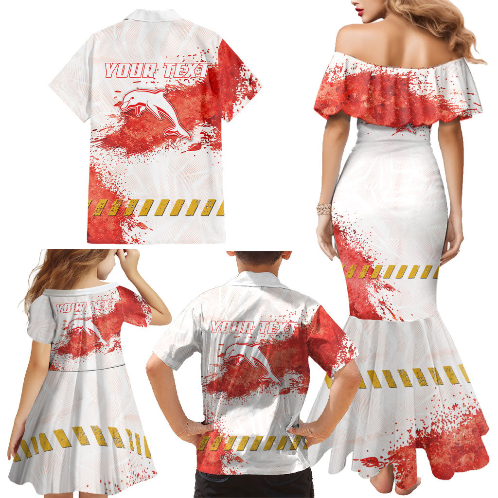 Personalised Dolphins Rugby Family Matching Mermaid Dress and Hawaiian Shirt Dolphin Mascot - Sporty Splash Art Style