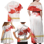 Personalised Dolphins Rugby Family Matching Off Shoulder Maxi Dress and Hawaiian Shirt Dolphin Mascot - Sporty Splash Art Style