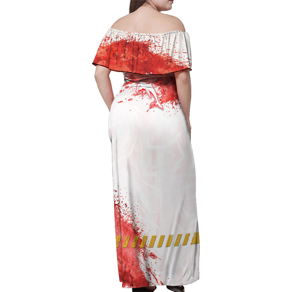 Personalised Dolphins Rugby Family Matching Off Shoulder Maxi Dress and Hawaiian Shirt Dolphin Mascot - Sporty Splash Art Style